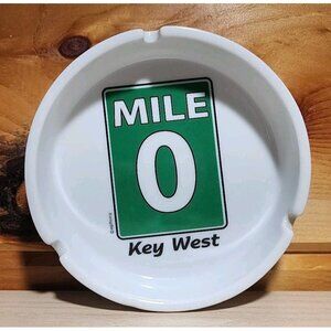 Key West MILE Marker 0 Ashtray 5" Green And White